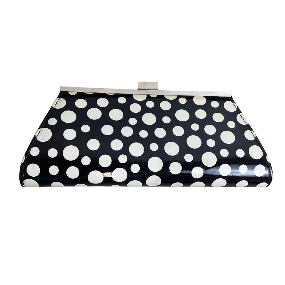 Neiman Marcus Women's Black White Circles Evening Clutch Sz S